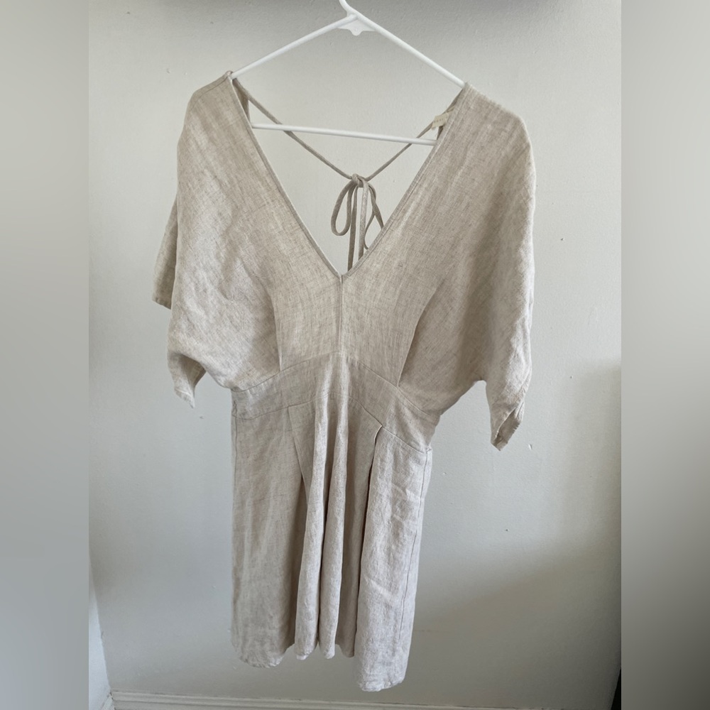 Irene's Story Linen Cape Dress Tan (Medium)